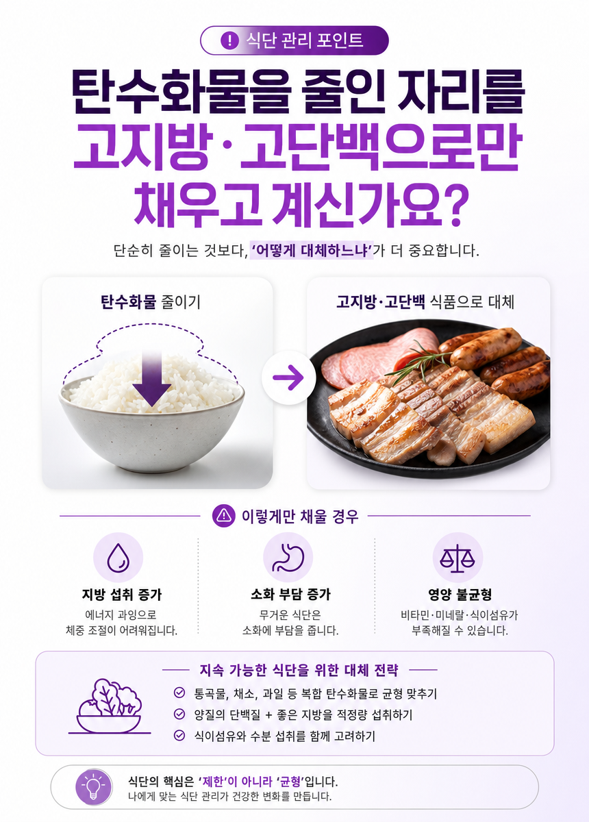 저탄수화물 다이어트 주의사항 , 끊는 것이 아니라
